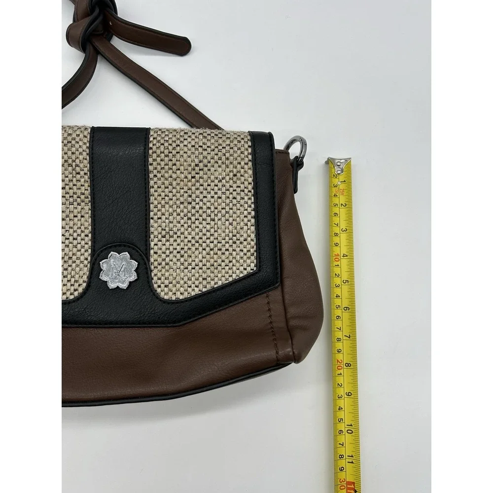 Magnolia and Vine Versa Custom Crossbody Purse Brown Leather Black Khaki Flap